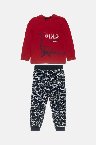 Alouette παιδικό σετ πιτζάμες με μπλούζα και παντελόνι με print δεινόσαυρους (18 μηνών - 5 ετών) (2 τεμάχια) - 00290653 Κόκκινο